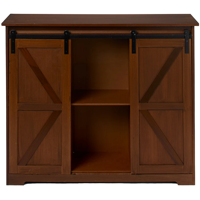 Kitchen Buffet Wooden Cabinet with Sliding Barn-Doors - Image 8