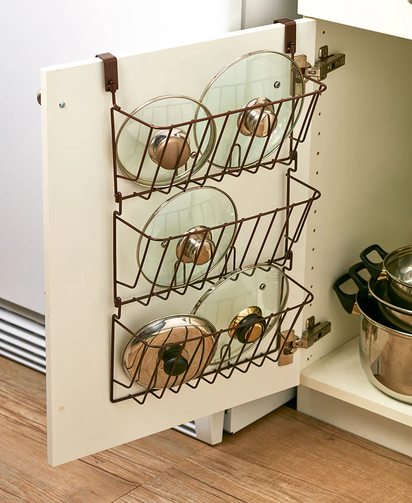 Kitchen Cabinet Metal Lid Storage Organizer 3-Tier - Bronze or White - Image 2