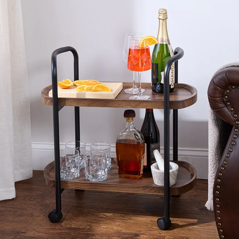 Kitchen or Bar Serving Cart with Wheels - 2-Tier