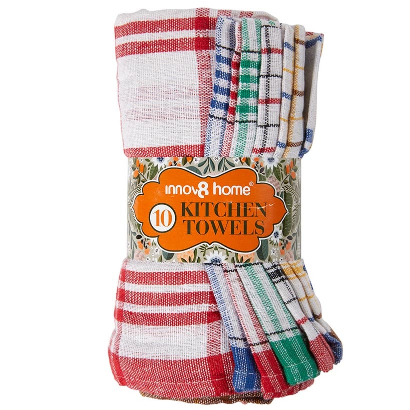 Kitchen Towels Assorted Colors and Patterns Set of 10 - Image 5