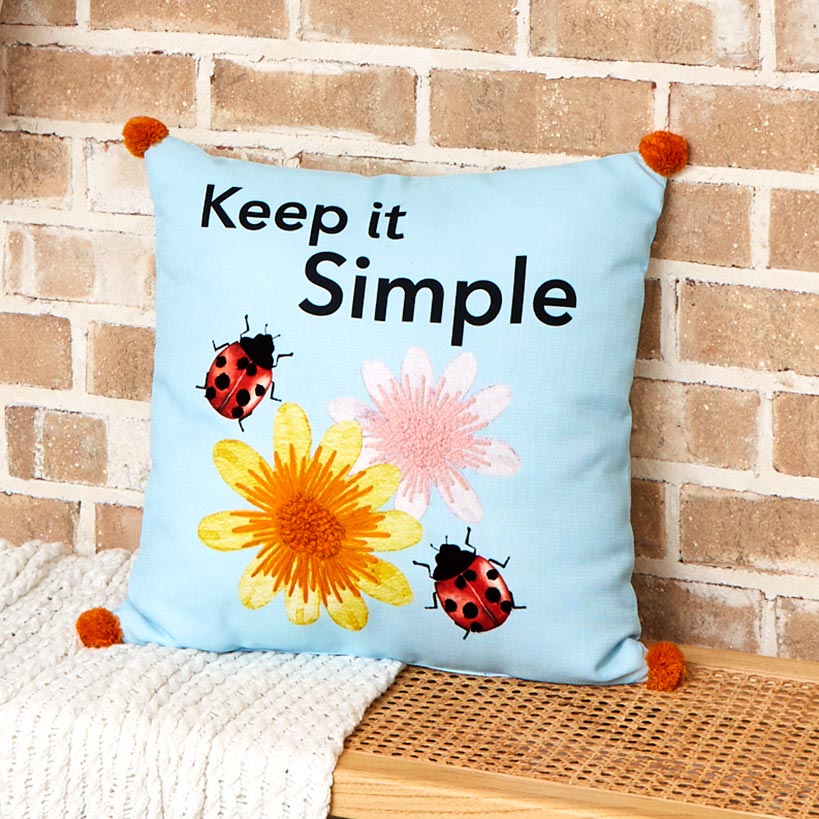 Ladybug Embroidered Decorative Pillow - Image 4