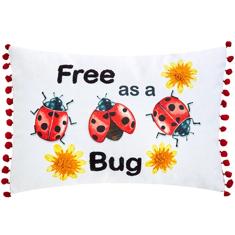 Ladybug Embroidered Decorative Pillow - Image 6