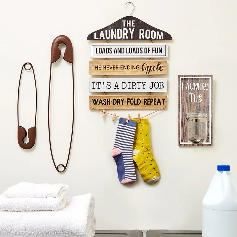 Laundry Room Humorous Wall Décor - Tip Jar, Sign, or Safety Pins