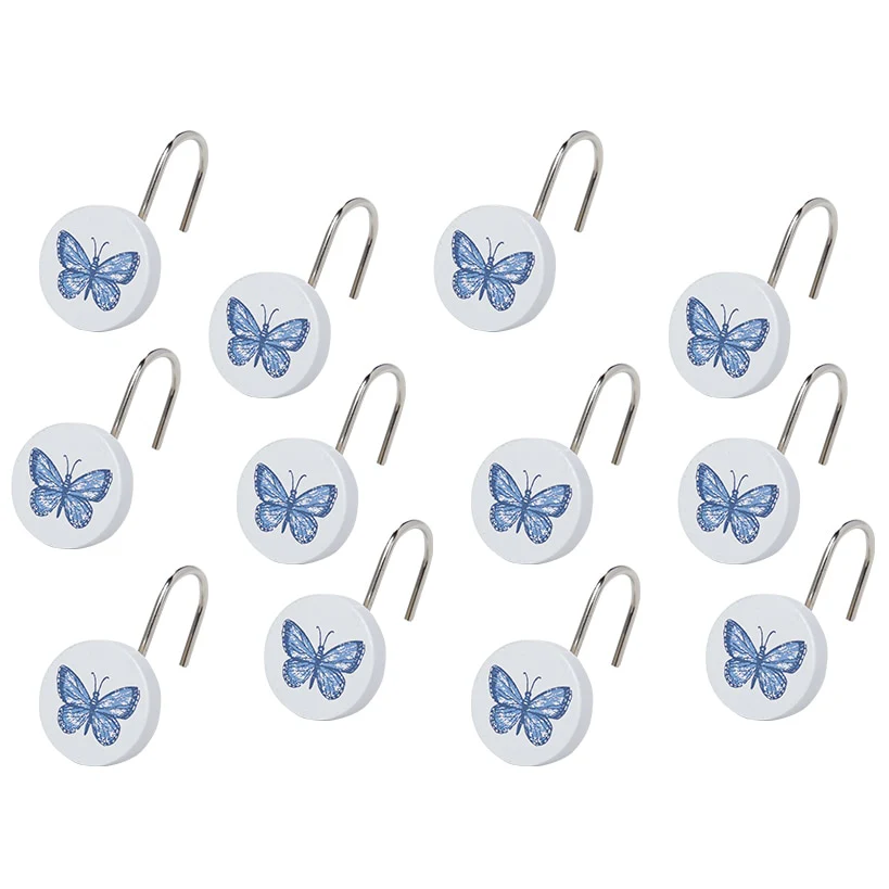 Lavender Luster Butterfly Shower Hooks Set of 12