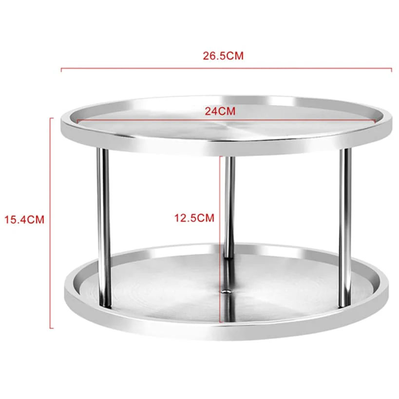 Lazy Susan Turntable Organizer 2-Tier Rotating Rack - Image 2