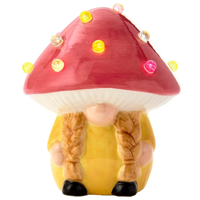 Lighted Ceramic Gnome Mushroom Accent Light - Batteries Included - Image 4