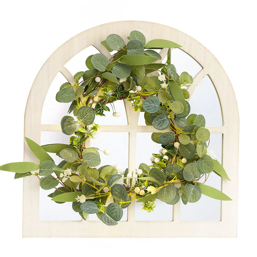 Lighted Country Wall Mirrors with Wreath - Single or Double - Image 4