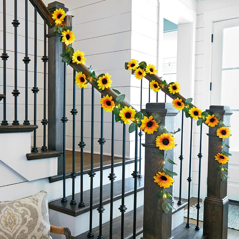 Lighted Flower Garland - Pink, Sunflower, or White Flower - Image 2