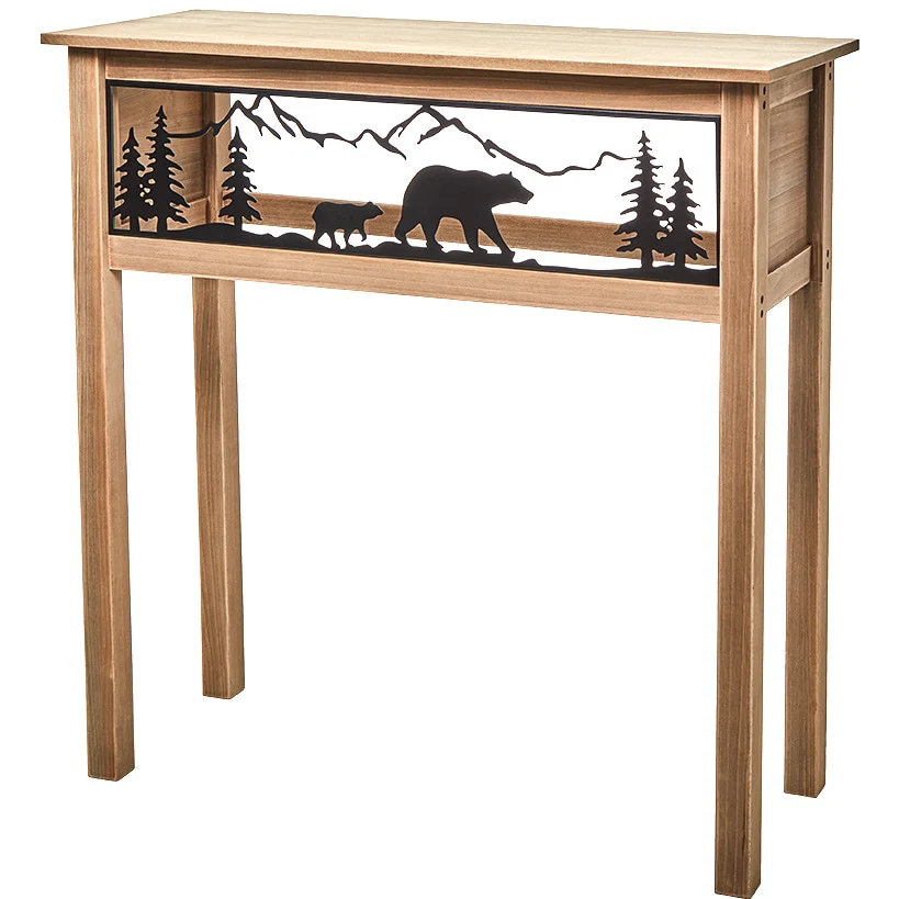 Lodge Wood Console Table with Metal Bear Accents - Image 4