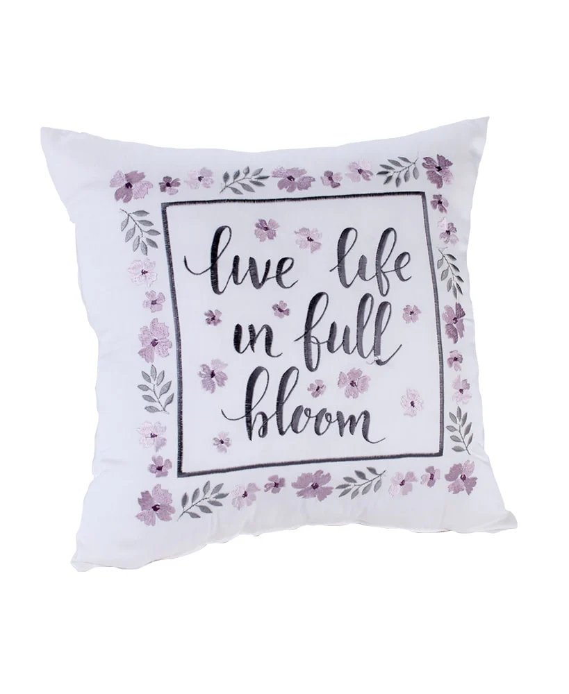 Meadow Cotton Embroidered Accent Pillow