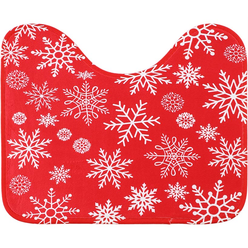 Memory Foam Bath Rugs & Shower Curtain Complete 16-Pc Set Red Snowflake - Image 4