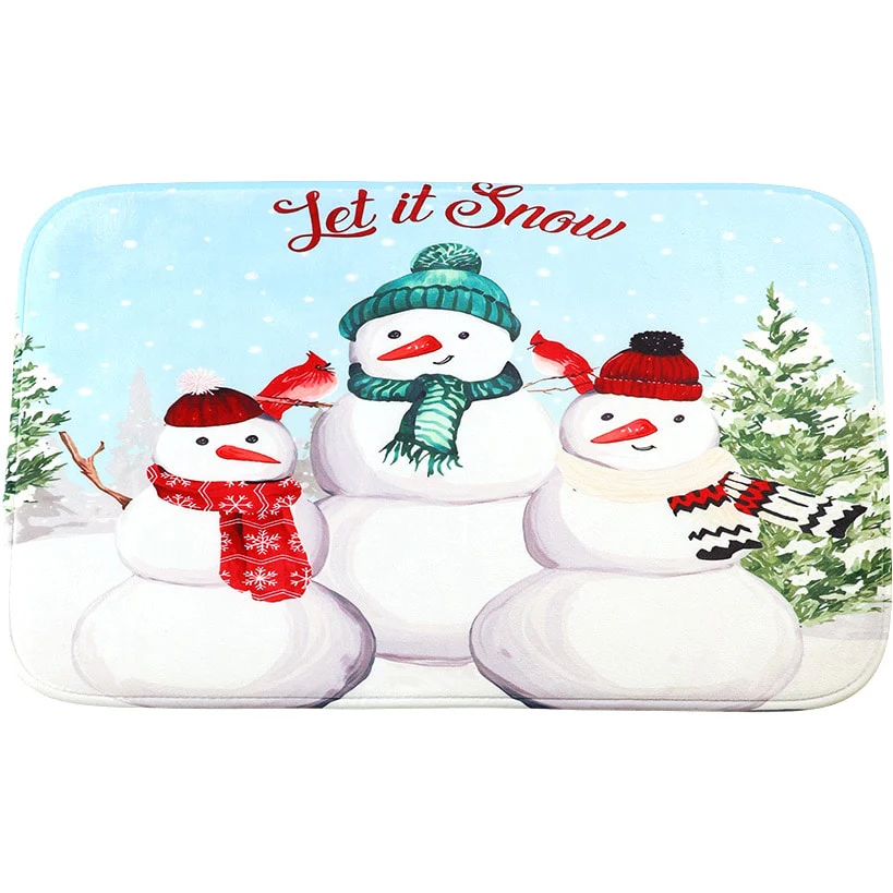 Memory Foam Bath Rugs & Shower Curtain Complete 16-Pc Set Snow Family - Image 3