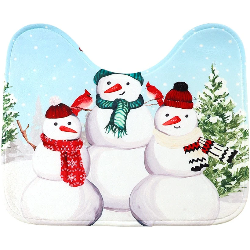 Memory Foam Bath Rugs & Shower Curtain Complete 16-Pc Set Snow Family - Image 4