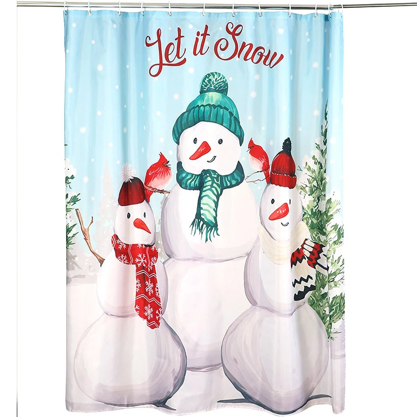 Memory Foam Bath Rugs & Shower Curtain Complete 16-Pc Set Snow Family - Image 7