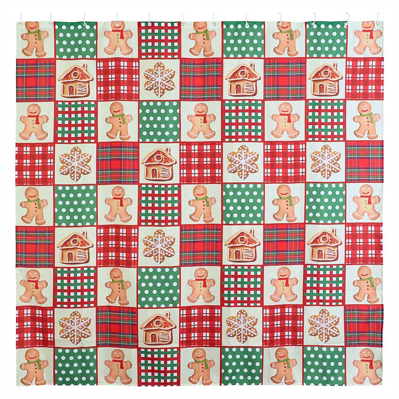 Memory Foam Bath Rugs and Shower Curtain Complete 16-Pc Set Gingerbread - Image 2