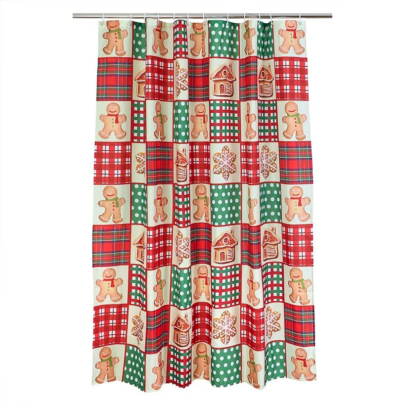 Memory Foam Bath Rugs and Shower Curtain Complete 16-Pc Set Gingerbread - Image 7