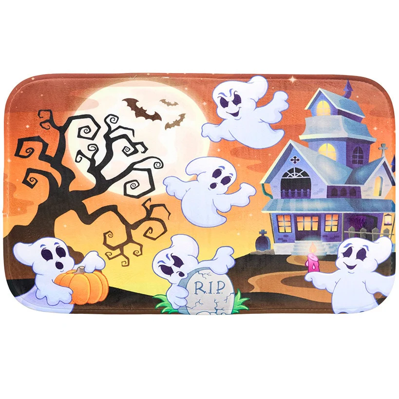 Memory Foam Bath Rugs and Shower Curtain Complete 16-Pc Set Halloween - Image 10