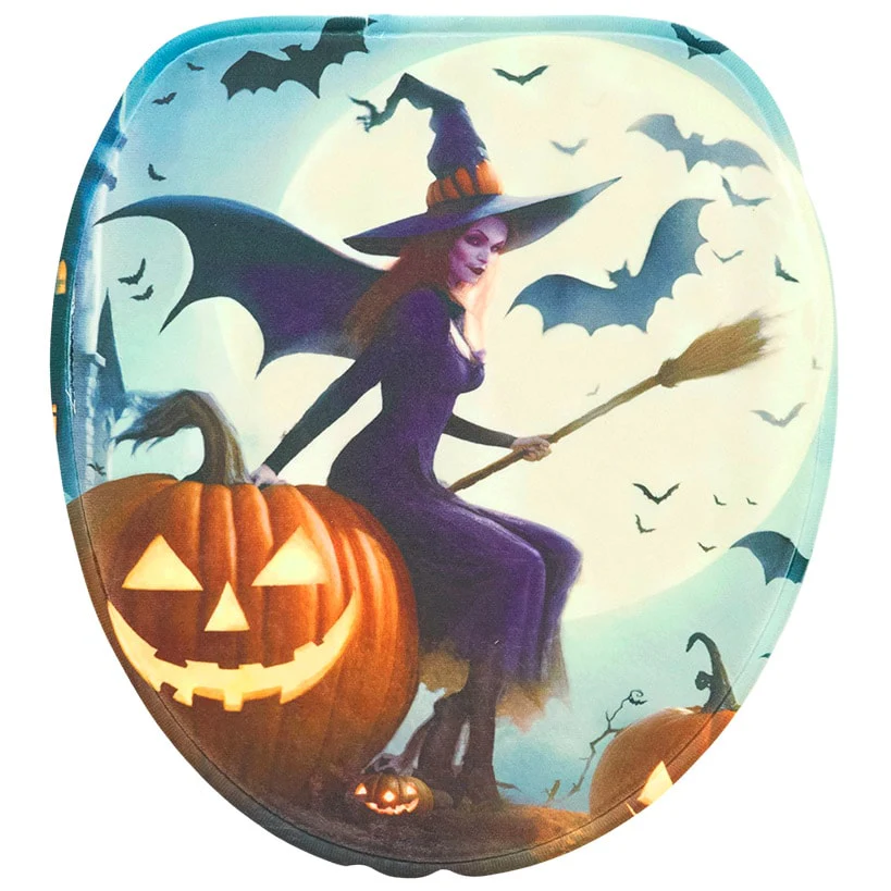 Memory Foam Bath Rugs and Shower Curtain Complete 16-Pc Set Halloween - Image 7