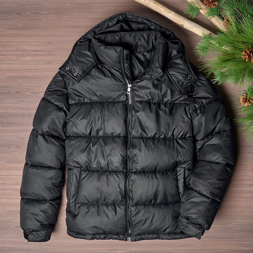 Men's Black Puffer Jacket - Image 4