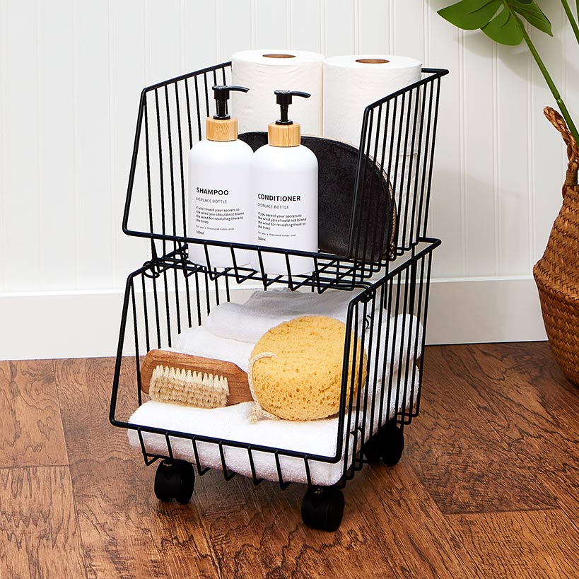 Metal Deep Stackable Storage Bins with Wheels
