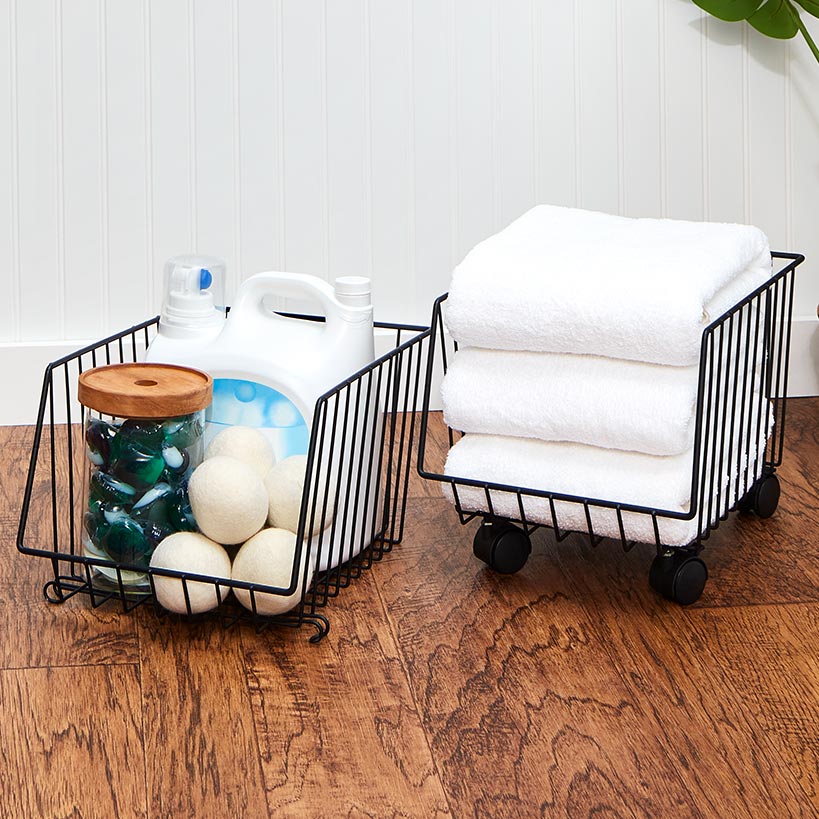 Metal Deep Stackable Storage Bins with Wheels - Image 3
