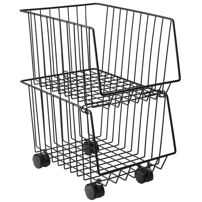 Metal Deep Stackable Storage Bins with Wheels - Image 4