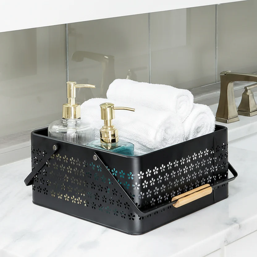 Metal Storage Organizer Caddy with Handles