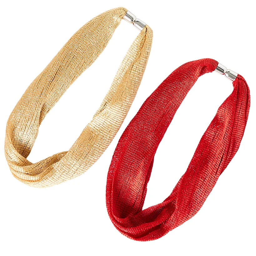 Metallic Necklace Scarf with Magnetic Clasp - Set of 2 - Image 6