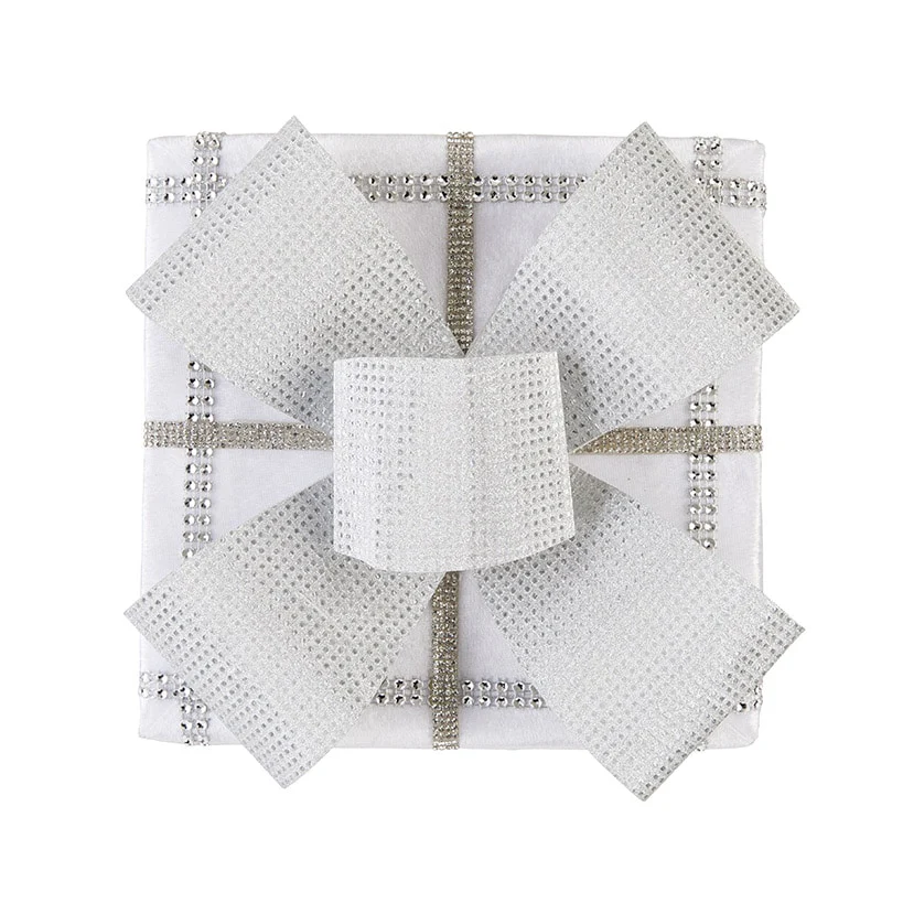 Metallic White Christmas Present Decor - Image 3