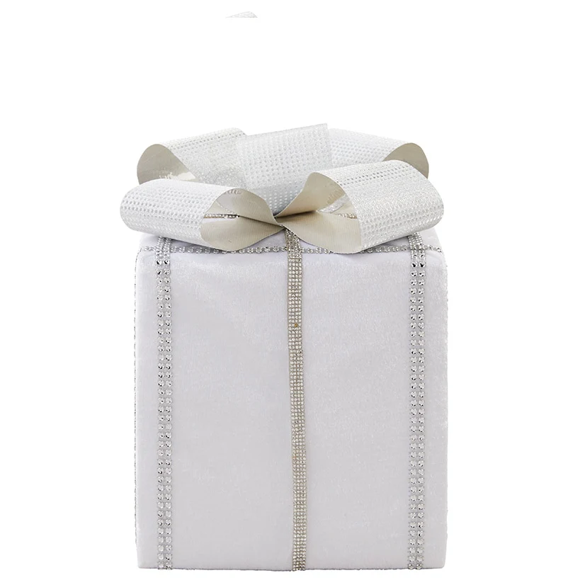 Metallic White Christmas Present Decor - Image 4