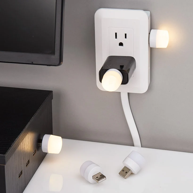 Mini USB Warm White LED Light Set Of 6 Easy To Use Compact Portable
