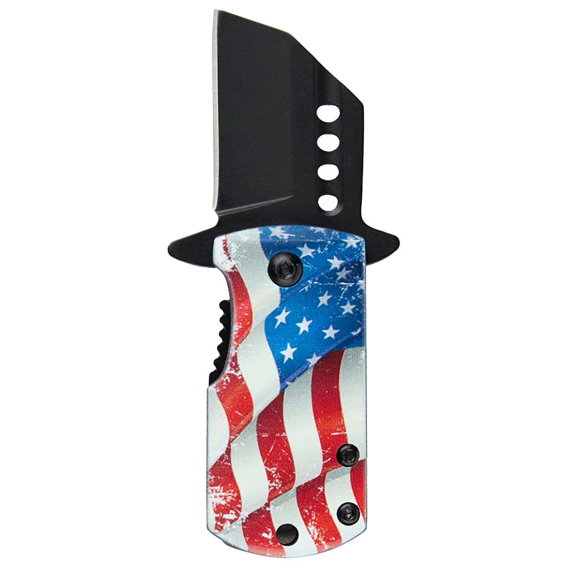 Money Clip Folding Knife Stainless Steel With American Flag Design - Image 3