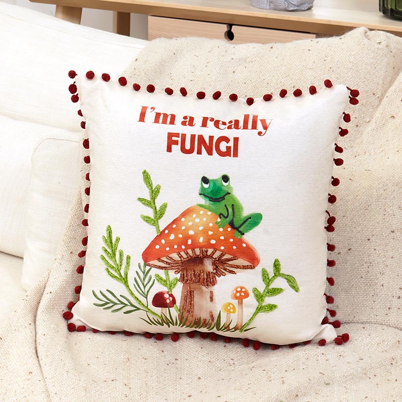 Mushroom Garden Embroidered Decorative Pillow - Image 2