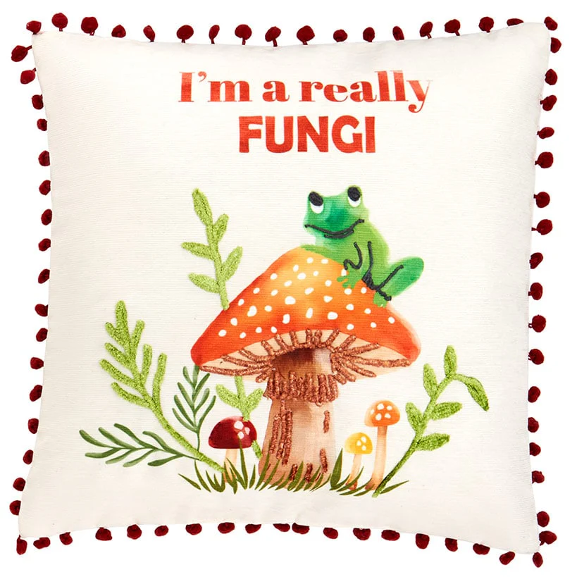 Mushroom Garden Embroidered Decorative Pillow - Image 5