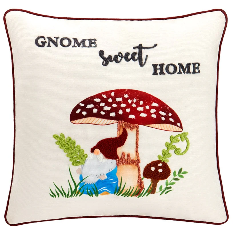 Mushroom Garden Embroidered Decorative Pillow - Image 6