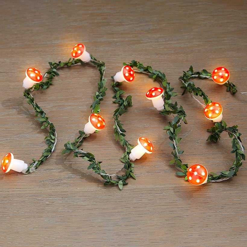 Mushroom String Lights With Greenery - Image 4