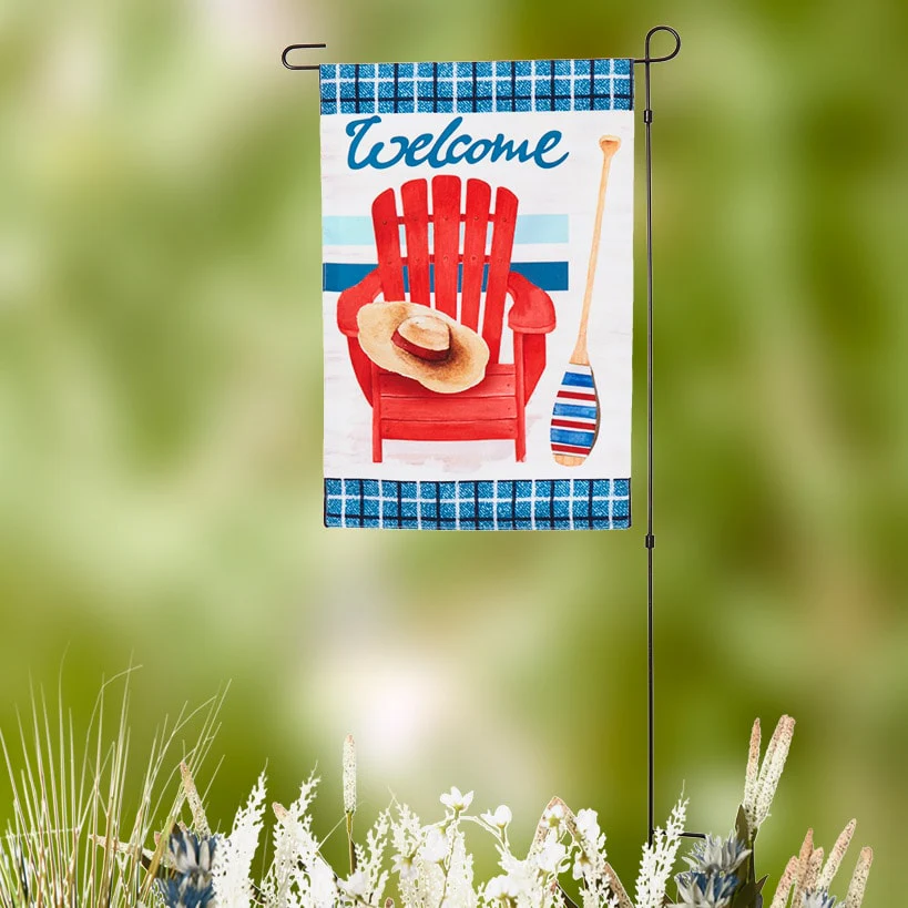 Nature-Themed Welcome Garden Flag With Stake – Turtle or Beach Chair - Image 3