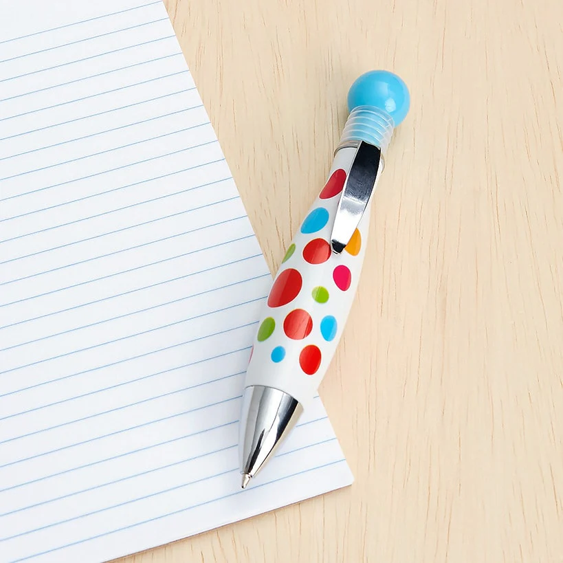Novelty Pen with Polka Dot Design Blue Ink