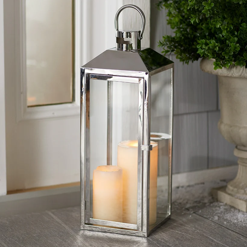 Oversized Silvertone Lantern - Image 3