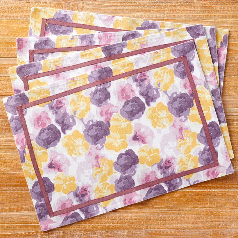 Painted Floral Set of 4 Placemats or Runner - Image 2