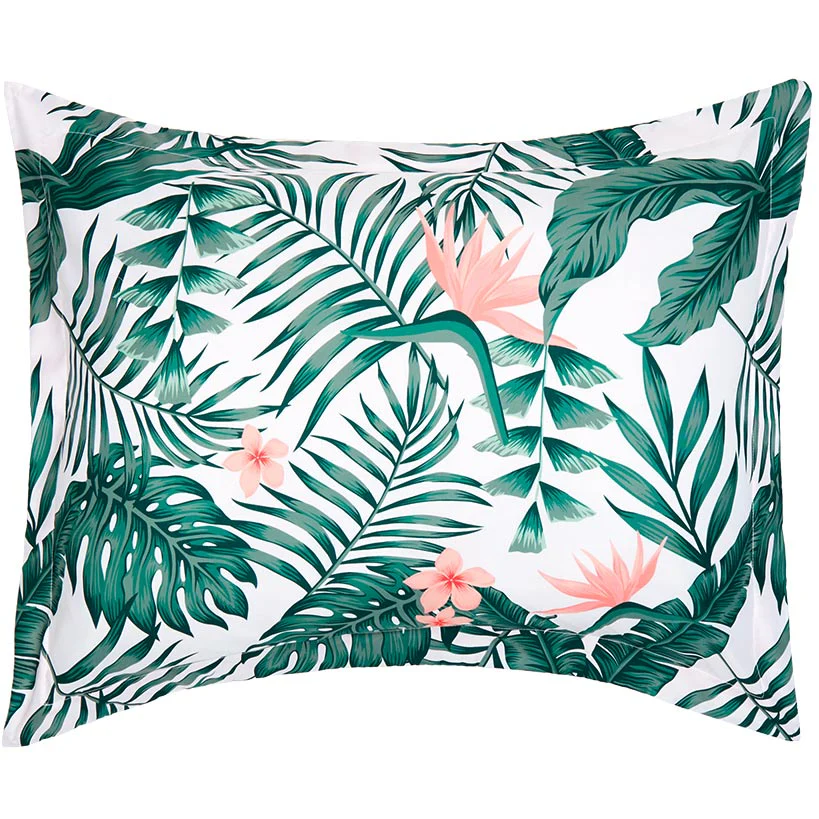 Palm Floral Reversible Full/Queen or King Comforter Set, Decorative Pillow - Image 2