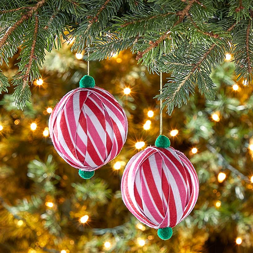 Patterned Paper Ball Ornaments Set of 2 - Image 3