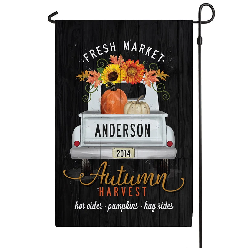 Personalized Autumn Truck Garden Flag - Image 4