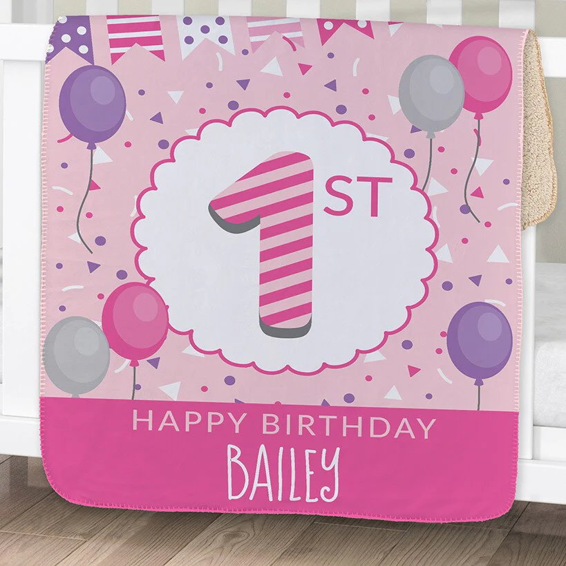 Personalized Birthday Sherpa Throws - Image 2