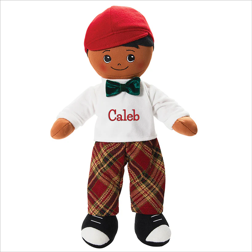 Personalized Boy Rag Doll With Christmas Plaid Outfit - Image 11