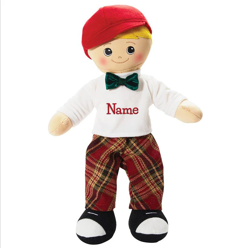 Personalized Boy Rag Doll With Christmas Plaid Outfit - Image 6