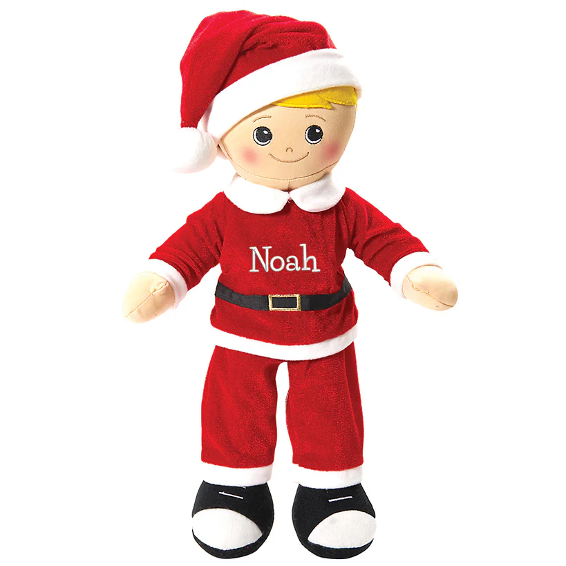 Personalized Boy Rag Doll with Santa Outfit - Image 4