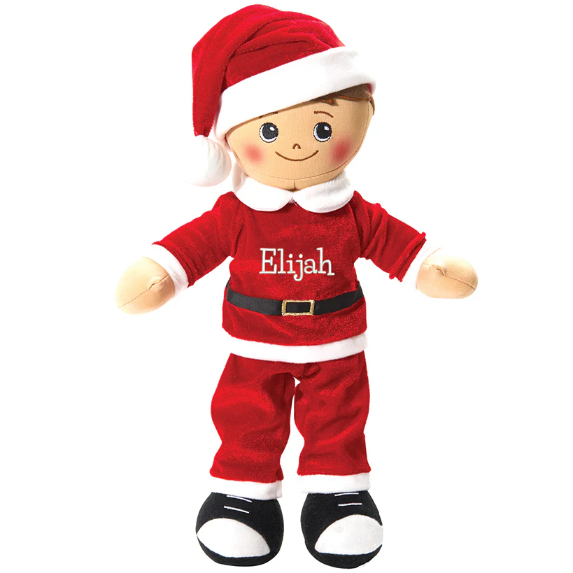 Personalized Boy Rag Doll with Santa Outfit - Image 6