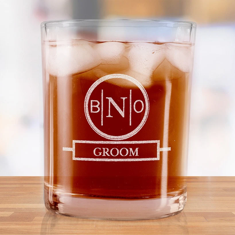 Personalized Bridal Party Rocks Glass
