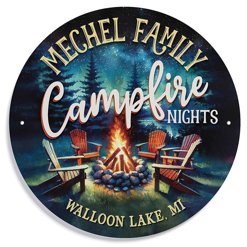 Personalized Campfire Nights Round Metal Sign - Image 3